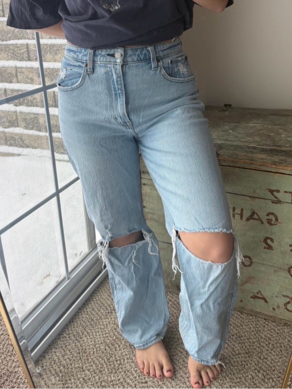 Abercrombie & Fitch Curve Love Jeans 29 in 8s 90s Relaxed High Rise Distressed